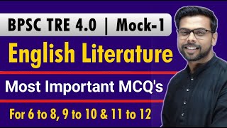 BPSC TRE 40  English Classes  Most Important MCQs of English Literature  Mock1 [upl. by Earley]