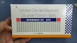 SPORIDEXCV 375 Tablet  Cephalexin Extended Release and Clavulanate Potassium Tablets  SPORIDEX CV [upl. by Norri]