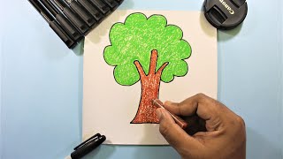 Simple Tree Drawing  Draw for Kids  Sunday Art Class Tree Series [upl. by Neala]