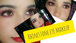 rhinestone eye makeup look tutorial ✨😍 [upl. by Dnalhsa]