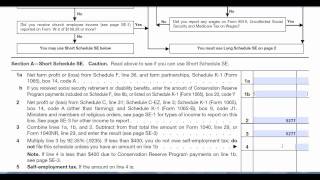 Schedule SE SelfEmployment Form 1040 Tax return preparation [upl. by Assilaj986]