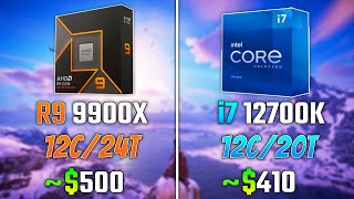 AMD RYZEN 9 9900X vs INTEL i712700K  Test in 6 Games [upl. by Ennaeiluj]