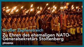 Großer Zapfenstreich Zu Ehren des ExNATOGeneralsekretärs Jens Stoltenberg  22102024 [upl. by Ontina]