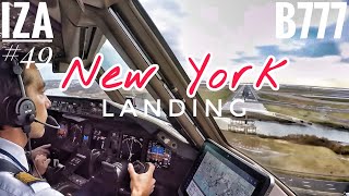 B777 LANDING New York JFK  Cockpit View  ATC amp Crew Communications [upl. by Rekab733]