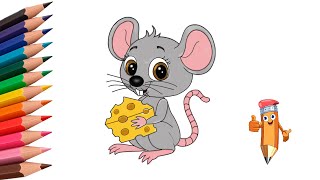 How to draw a beautiful mouse with cheese [upl. by Yesnek]