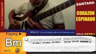 Santana CORAZON ESPINADO Guitar Chords  Tutorial con TAB Accordi Chitarra [upl. by Anelas]