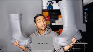 HOW TO STYLE BALENCIAGA x CROCS BOOT quotGREYquot REAL REVIEW SIZING  TRY ON‼️  2FLYB [upl. by Acinomahs]