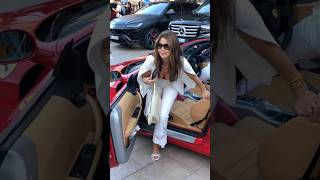 Gorgeous billionaire lady getting out her Ferrari at Casino billionaire monaco luxury lifestyle [upl. by Aerdnaz]