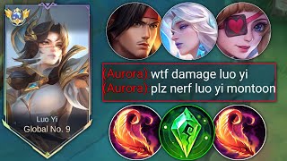 GLOBAL LUO YI SATISFYING GAMEPLAY IN SOLO RANKED VS META HERO AURORA  LUO YI BEST BUILD  MLBB [upl. by Llenrev]