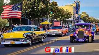 50 years of American graffiti Modesto California classic car show amp parade retro 2023 classic cars [upl. by Eidahs]