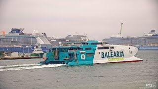 Balearia Caribbeans JAUME II arriving into Port Everglades with CRYSTAL SYMPHONY passengers [upl. by Baylor]