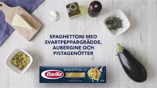 Barilla Spaghettoni med Pecorino Romanoost Svartpeppargrädde Aubergine och Pistagenötter [upl. by Maryanne]