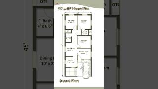 20’× 45’ house plan 20 by 45 home plan 2045 house plan with car parking 3 Bedrooms [upl. by Nwotna915]