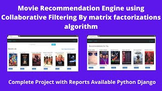 Movie Recommendation System Project Using Collaborative Filtering Python Django Machine Learning [upl. by Akirdnuhs]