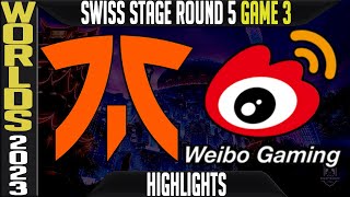 FNC vs WBG Highlights Game 3  S13 Worlds 2023 Swiss Stage Day 9 Round 5  Fnatic vs Weibo Gaming G3 [upl. by Ainsworth]