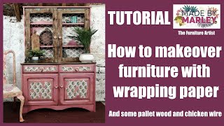 how to makeover furniture with wrapping paper dresser makeover ideas [upl. by Kal]