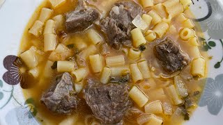 Supë me mish viçi dhe makarona  Easy soup  Albanian food [upl. by Aihsrop]