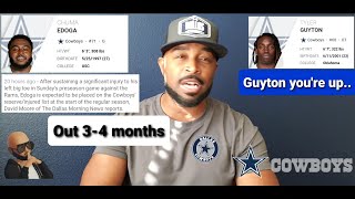 ☆ Cowboys OT Chuma Edoga out 34 months dislocated big toe [upl. by Reywas]