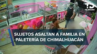 Hombres entran a paletería en Chimalhuacán y encañonan a familia para robar [upl. by Athal579]