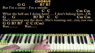 Creep Radiohead Piano Cover Lesson with ChordsLyrics [upl. by Norved]