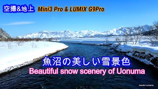 魚沼の雪景色2月晴れた日の午前中LUMIX G9 Pro amp Mini3 Pro  Snowy scene in Uonuma in the morning on a sunny day [upl. by Aicilyt]