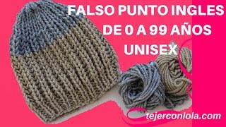 GORRO BÁSICO 🧶 de 0 a 99 años  UNISEX  FALSO PUNTO INGLÉS [upl. by Cob]