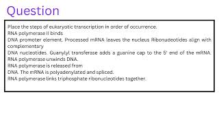 Place the steps of eukaryotic transcription in order of occurrence [upl. by Imre]