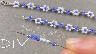 Seed Bead Flower Necklace Tutorial How to Make Beaded Flower Necklace [upl. by Pogue]