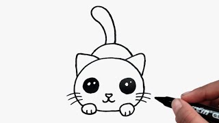 How To Draw A Cat Very Easy  Cat Drawing For Kids [upl. by Shabbir434]