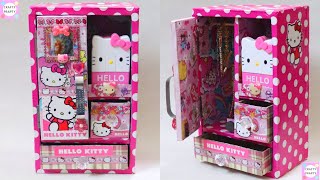 DIY Hello kitty Desk Organizer Cardboard organizador para implementos de manicure hecho de cartón [upl. by Lateehs]