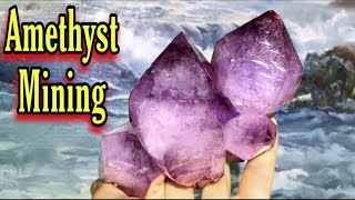 Amethyst Hunting amp Finding Amazing Crystals Mining  Purple 💜 Mine [upl. by Fiske]