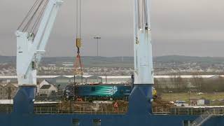 DRS Class 88 being unloaded from the Eemslift Nelli at workington [upl. by Plotkin616]