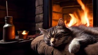 Cozy Cat Purring by the Fireplace  Relaxing Sounds for a Peaceful Night [upl. by Wedurn247]