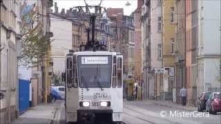 Führerstandsmitfahrt Geraer Straßenbahn  Linie 1 [upl. by Kneeland766]