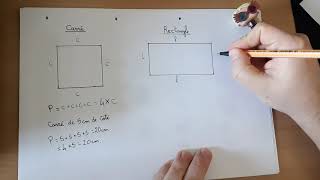 Calcul du périmètre dun carré et dun rectangle [upl. by Aikyt]