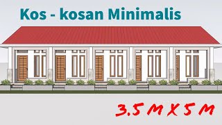 Desain Kos  kosan Minimalis  35m x 5m  Kamar Mandi  Pantry [upl. by Chaves]