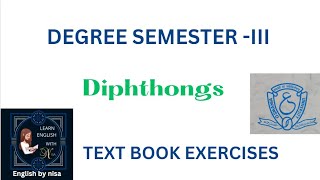 Diphthongs Text book exercises Degree III semester  Osmania University [upl. by Nosam]