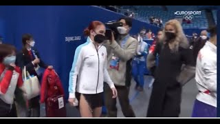 Sasha Trusova yells at Eteri Turberidze  Olympic Figure Skating [upl. by Einnim]