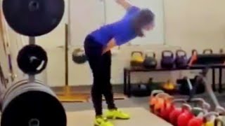 Ksenia Dedyukhina  kettlebell snatch technique 34 side front views [upl. by Ynnam]