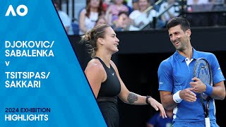 DjokovicSabalenka v TsitsipasSakkari Full Match  Australian Open 2024 Exhibition [upl. by Yelkcub]