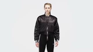 ADIDAS Womens Shiny Nylon Cropped Bomber Jacket Wetlook Black [upl. by Carlstrom917]