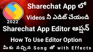 How To Use Editor Option In Sharechat AppEdit Videos In SharechatSharechat Video Editor Update 🔥 [upl. by Nnauol]