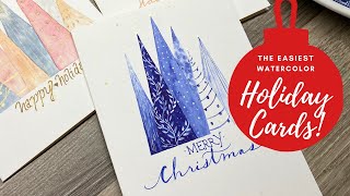 The Easiest Watercolor Holiday Cards [upl. by Samira101]