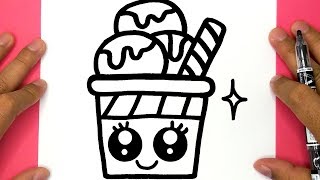 HOW TO DRAW A CUTE ICE CREAM AND COLORING DRAW CUTE THINGS [upl. by Letnohc]