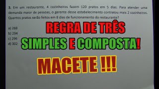 REGRA DE TRÊS SIMPLES E COMPOSTA  QUESTÕES CONCURSO [upl. by Anazraf]