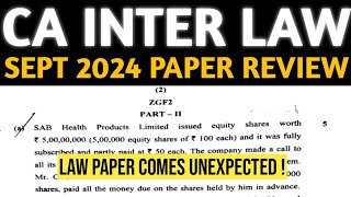 CA Inter Law Sept 2024 Paper Review  Law Comes Unexpected Lengthy For CA Students [upl. by Hailat]