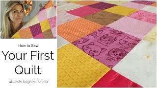 Your First Quilt  Beginner Tutorial Part 1 [upl. by Yemiaj]