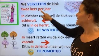 NT2 🥶wintertijd klok VERZETTEN 🔃⏰Hoe ❓Vooruit ⏩Achteruit ⏪kortste dag 🌄langste dag🌅 learndutch [upl. by Initof]