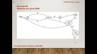 Minimization of Deterministic Finite Automaton  Example 1 [upl. by Sophronia]