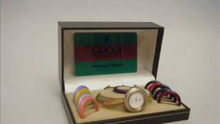 Gucci Watch With Changable Bezels Circa 1987 eBay Listing by Alchemistic [upl. by Aneetsyrk]